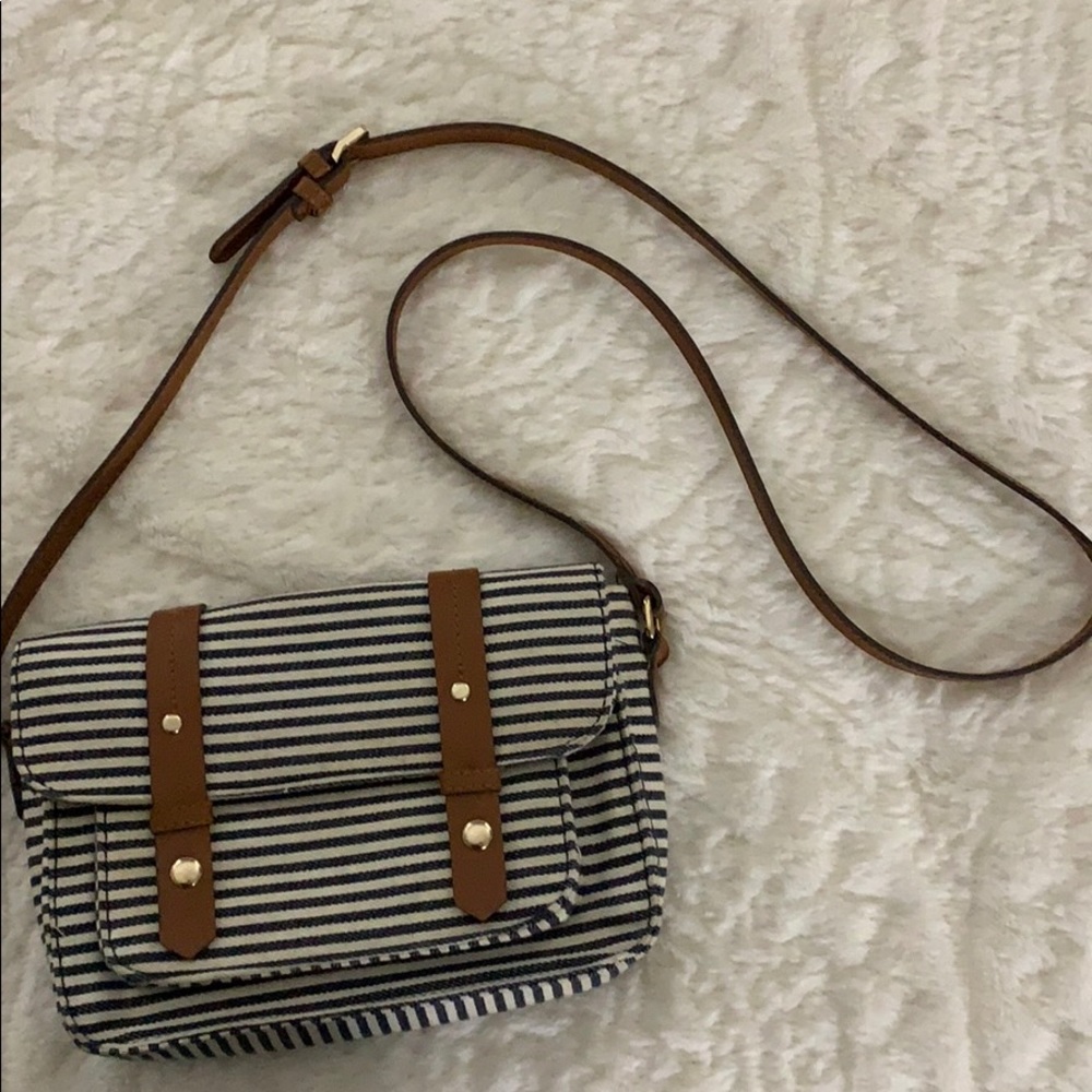 White and blue strips crossbody